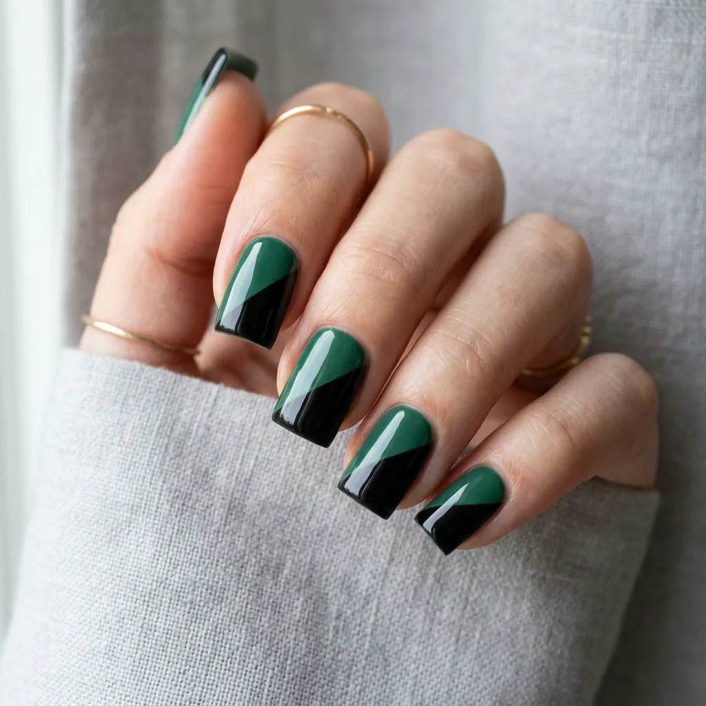 Black and Jade Green Color Block Idea
