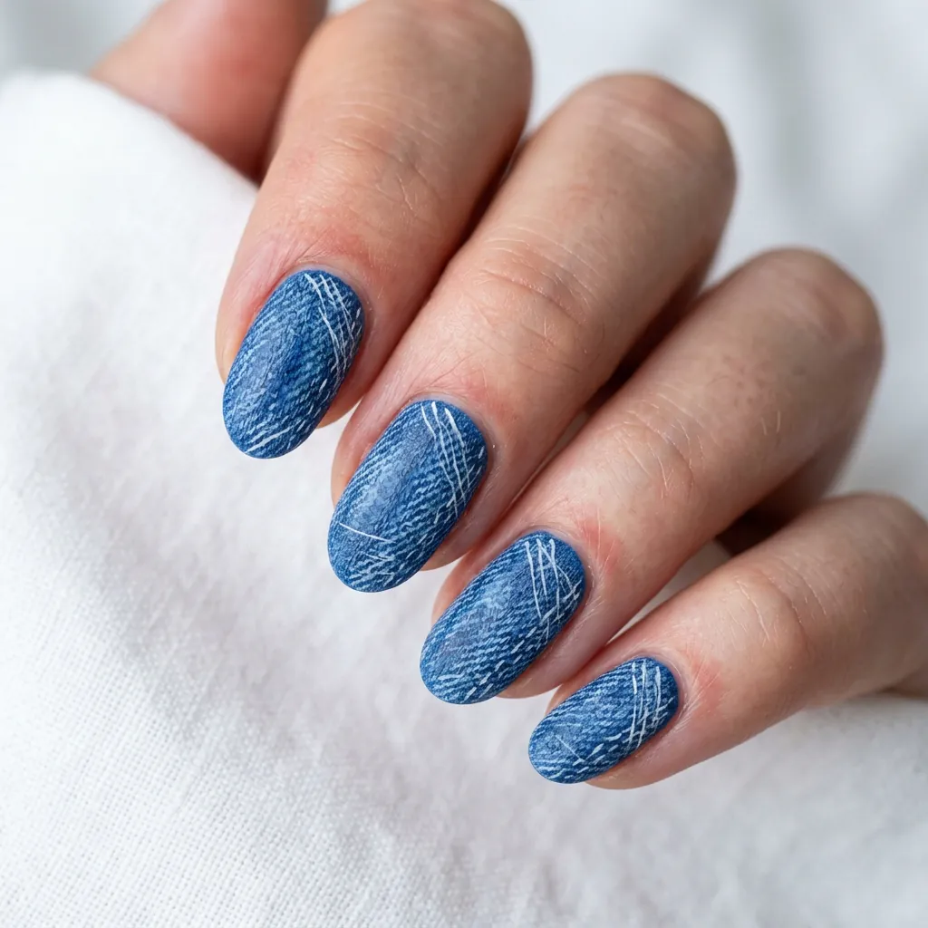 Cobalt Blue Denim Nails