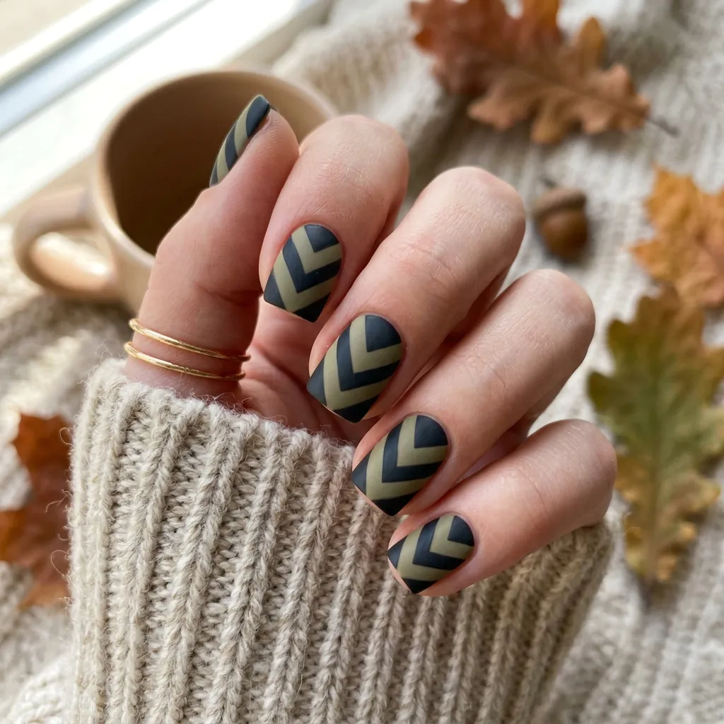 Matte Charcoal and Khaki Green Chevron Idea