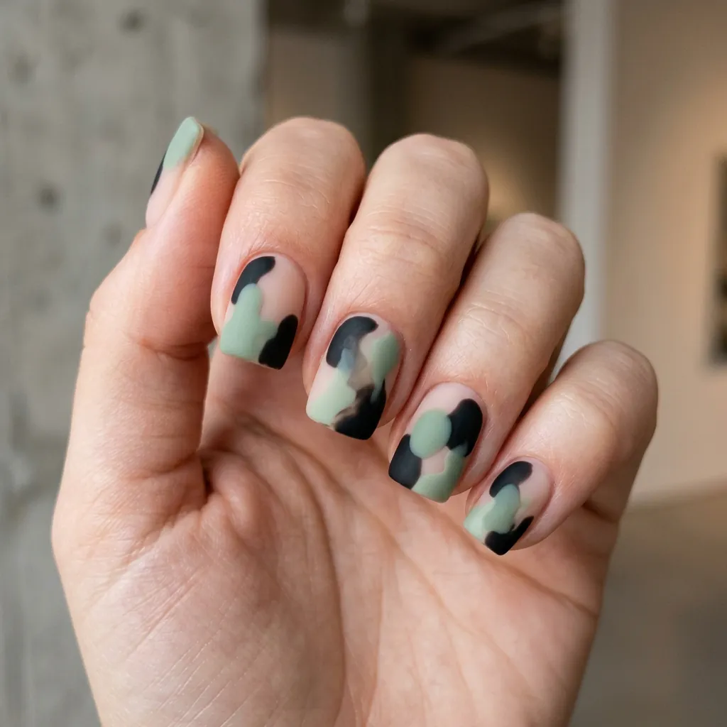 Abstract Matte Color Blocks in Black and Sage Idea