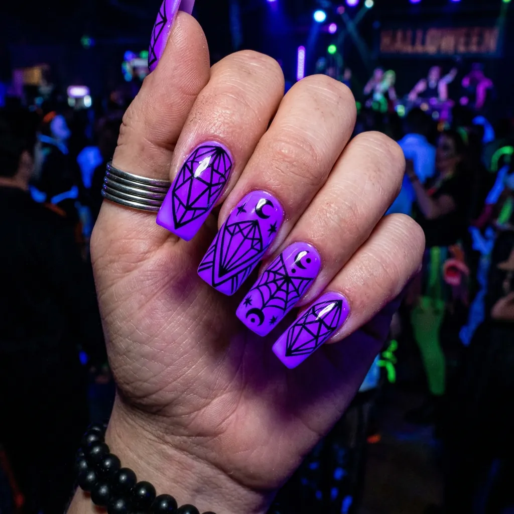 Neon Purple Halloween Nails Ideas
