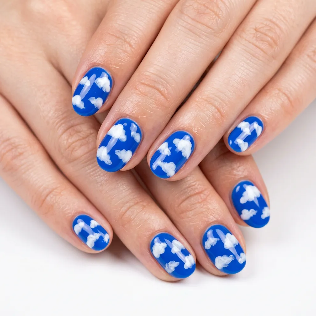 Cobalt Blue Cloud Nails