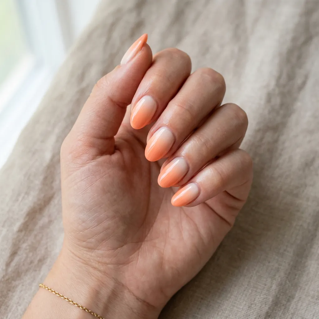 35 Awesome Summer Ombre Nails Ideas for Every Vibe This Season 2026 11 Peach Glow Ombre Nails