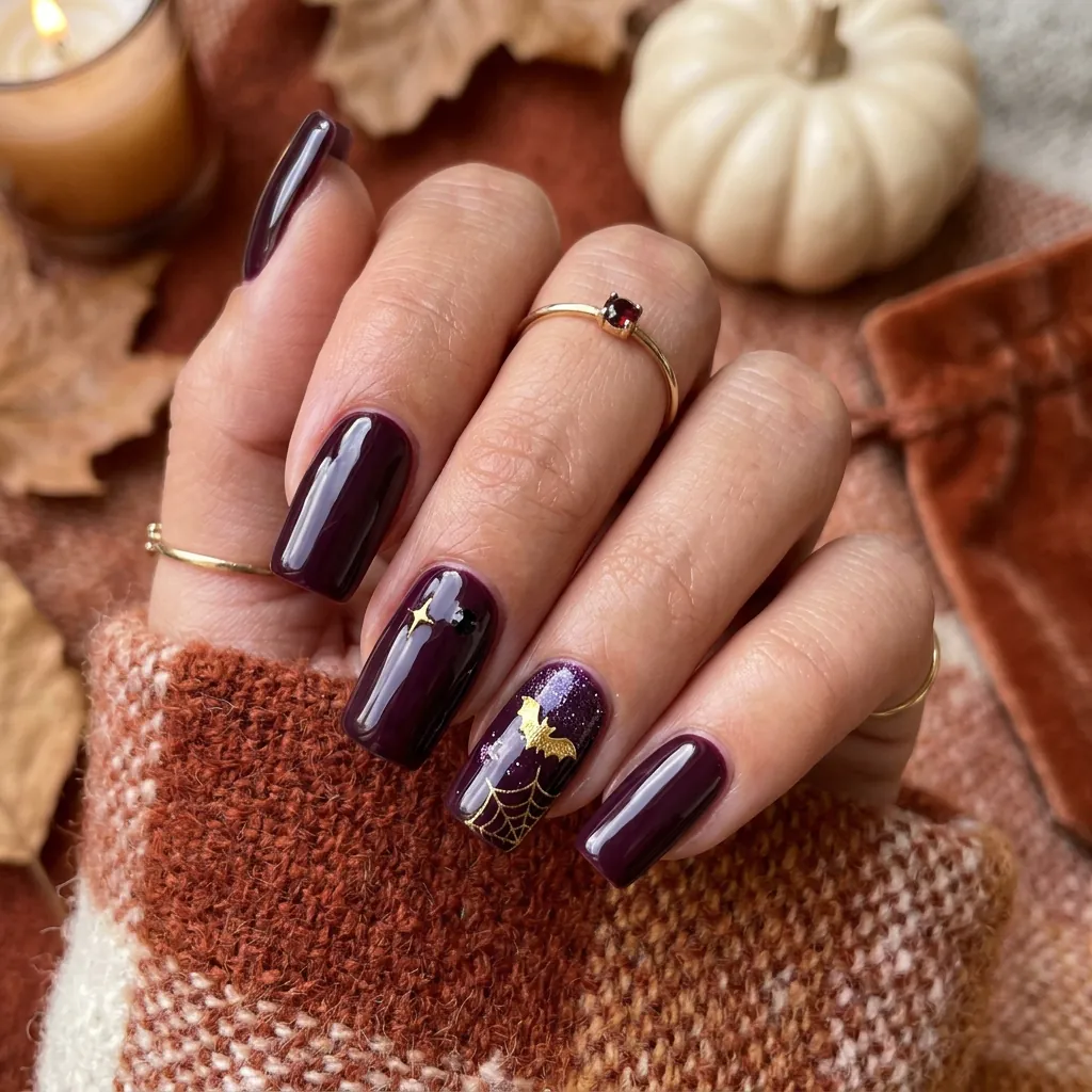 Deep Plum Halloween Nails Ideas