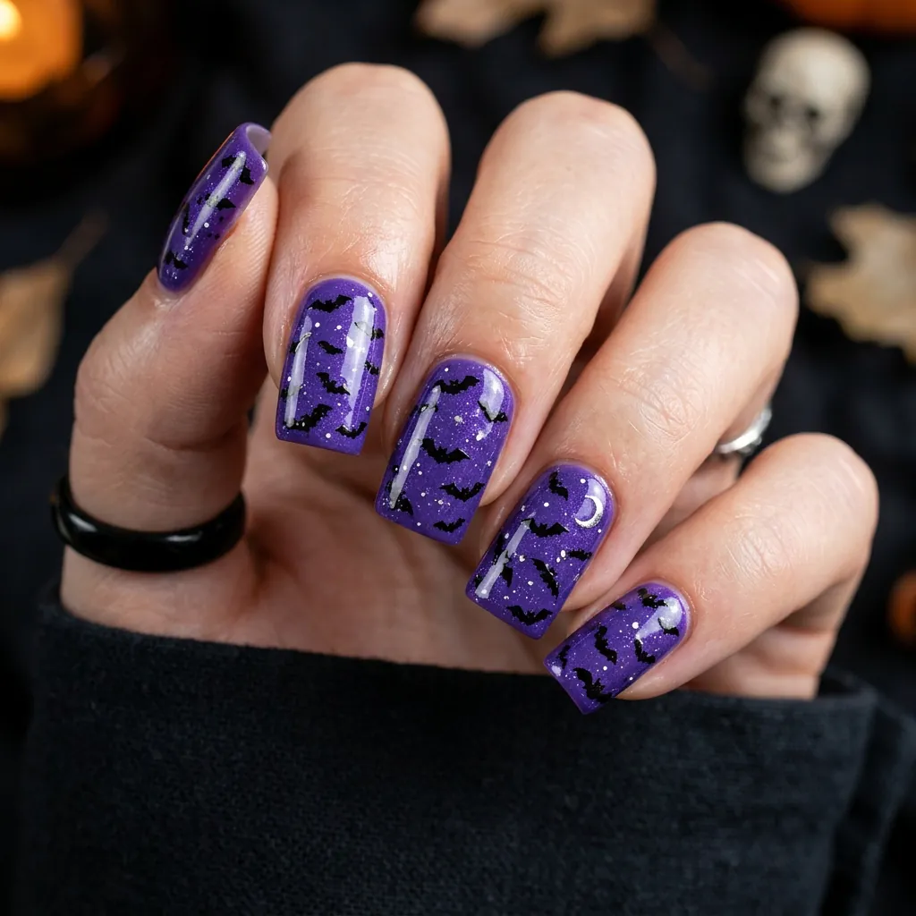 Purple Bat Nails Ideas