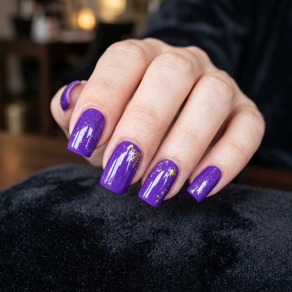 Purple Gel Halloween Nails Ideas