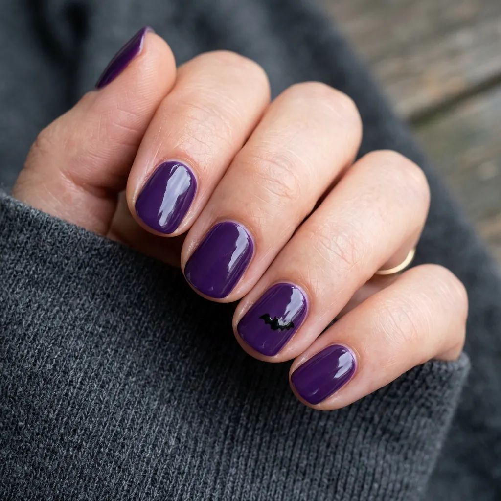 Short Purple Halloween Nails Ideas