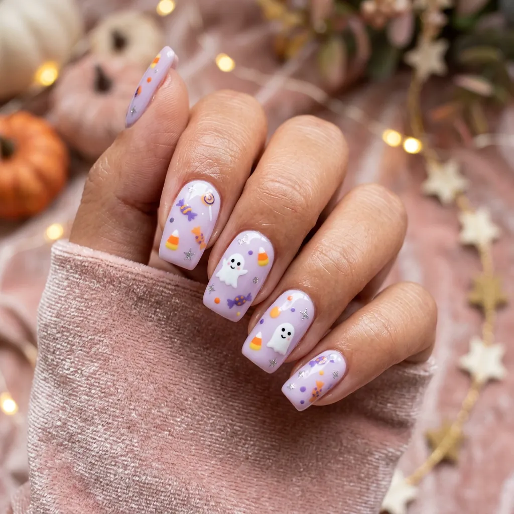 Pastel Purple Halloween Nails Ideas
