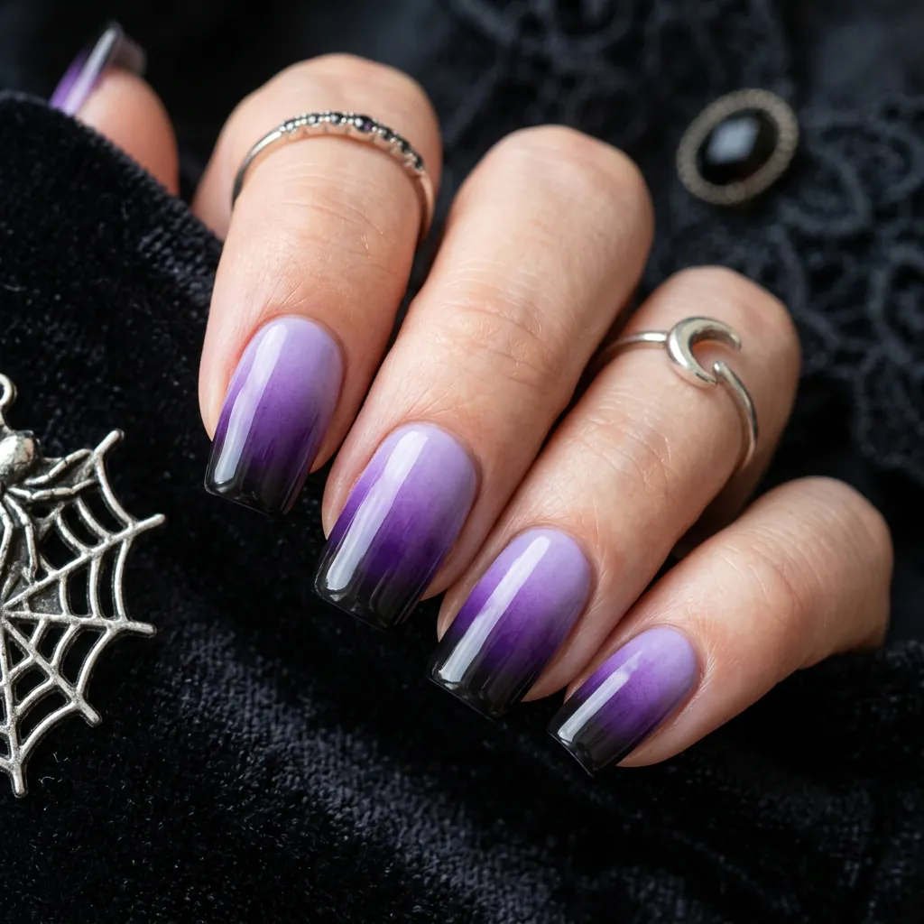 Purple Ombre Halloween Nails Ideas