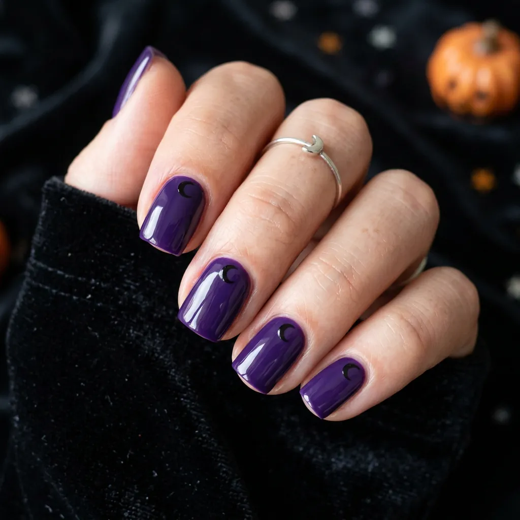 Purple Squoval Halloween Nails Ideas