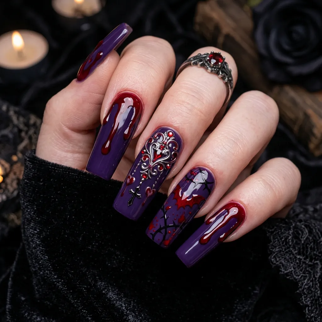 Purple Vampire Nails Ideas