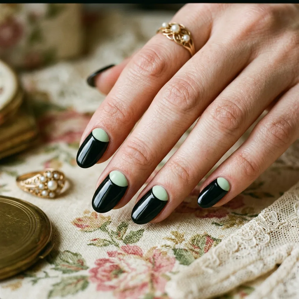 Pastel Green Half Moons with Black Outline Idea