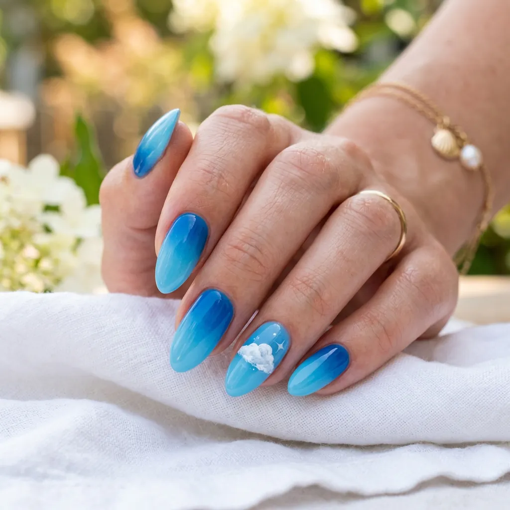 35 Awesome Summer Ombre Nails Ideas for Every Vibe This Season 2026 27 Sky Blue Ombre Nails