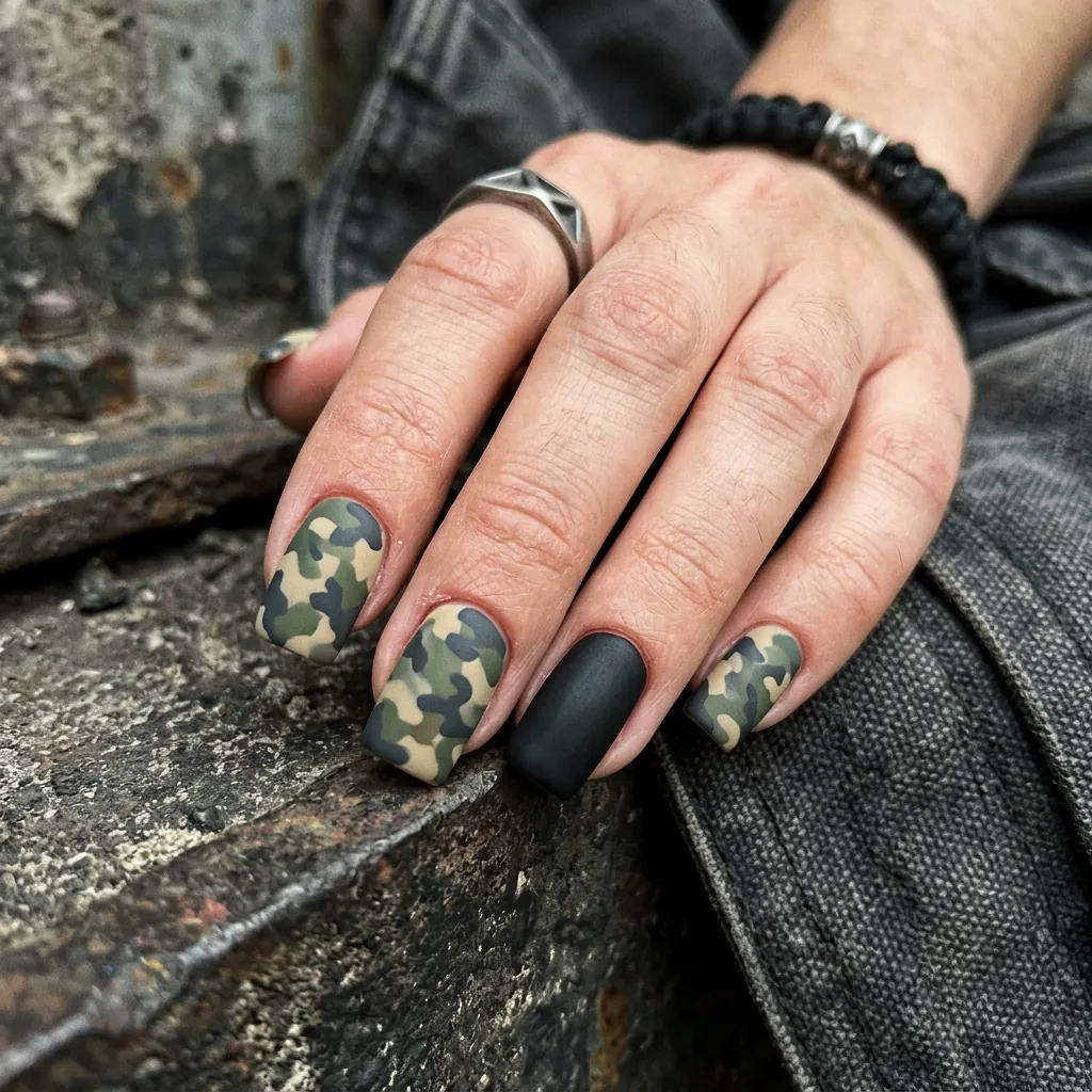Army Green Camouflage with Matte Black Detail Idea