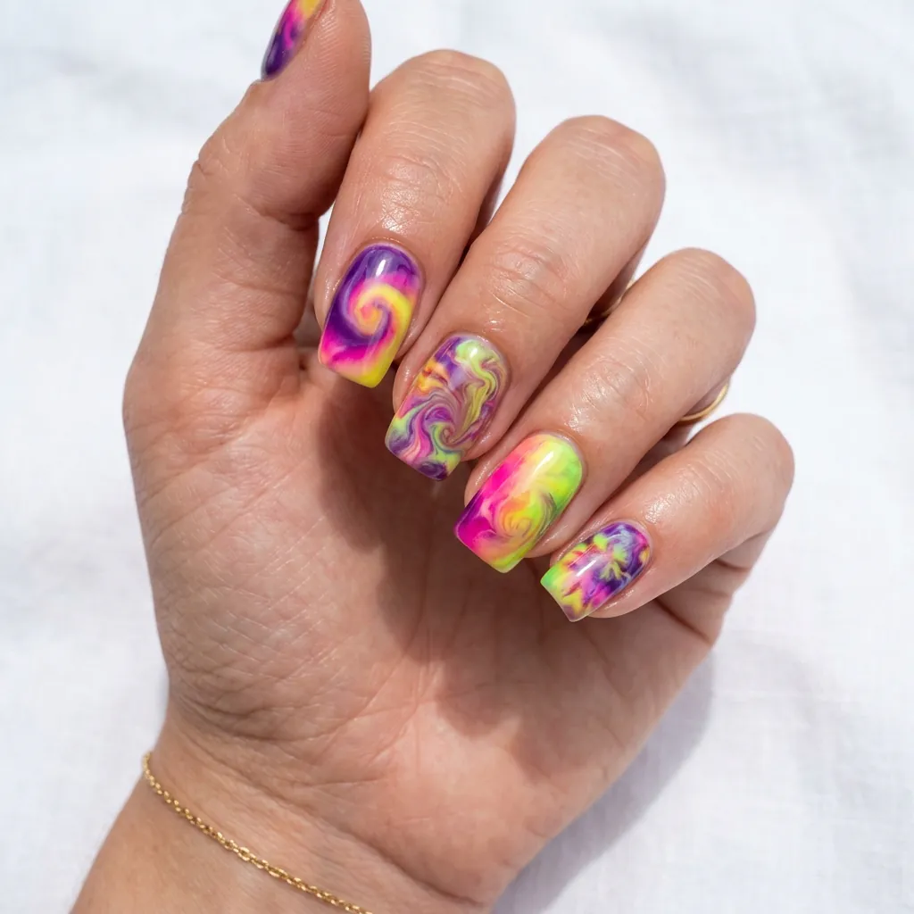 35 Awesome Summer Ombre Nails Ideas for Every Vibe This Season 2026 19 Tie Dye Ombre Nails