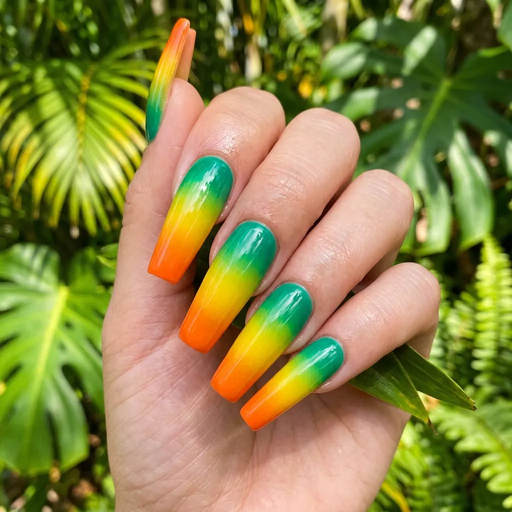 35 Awesome Summer Ombre Nails Ideas for Every Vibe This Season 2026 5 Tropical Ombre Nails