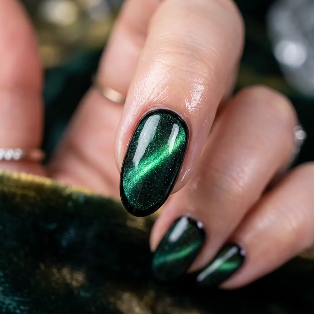 Velvet Cat Eye Green with Black Borders Idea