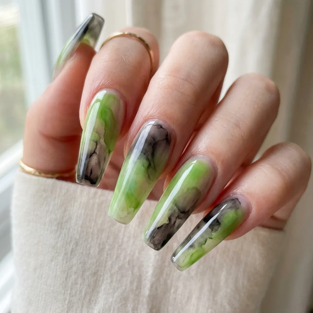 Watercolor Black and Apple Green Fusion Idea