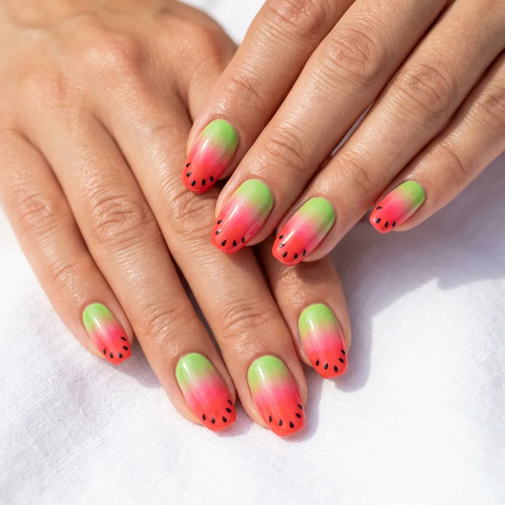 35 Awesome Summer Ombre Nails Ideas for Every Vibe This Season 2026 12 Watermelon Ombre Nails
