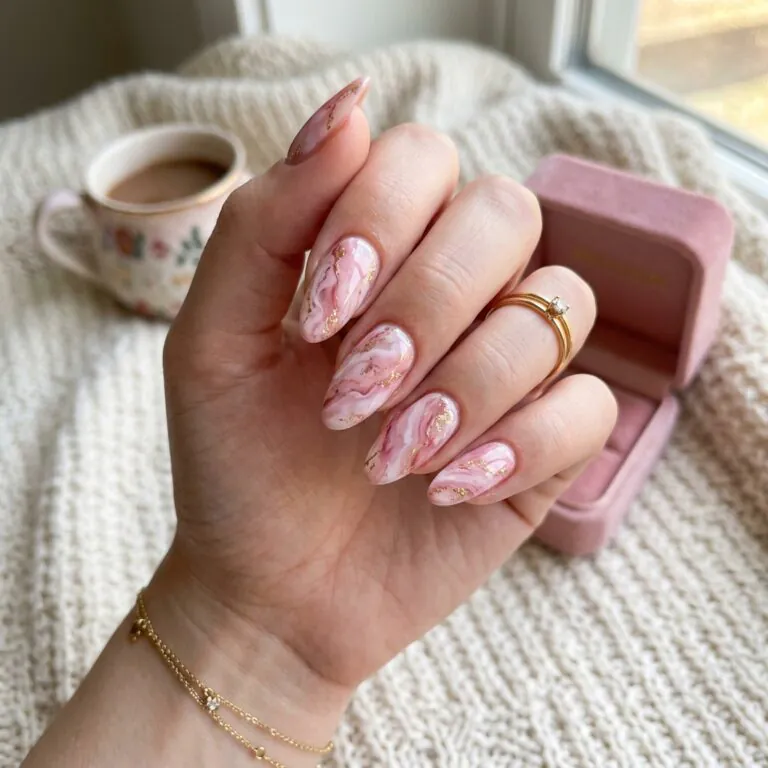 pink marble nails