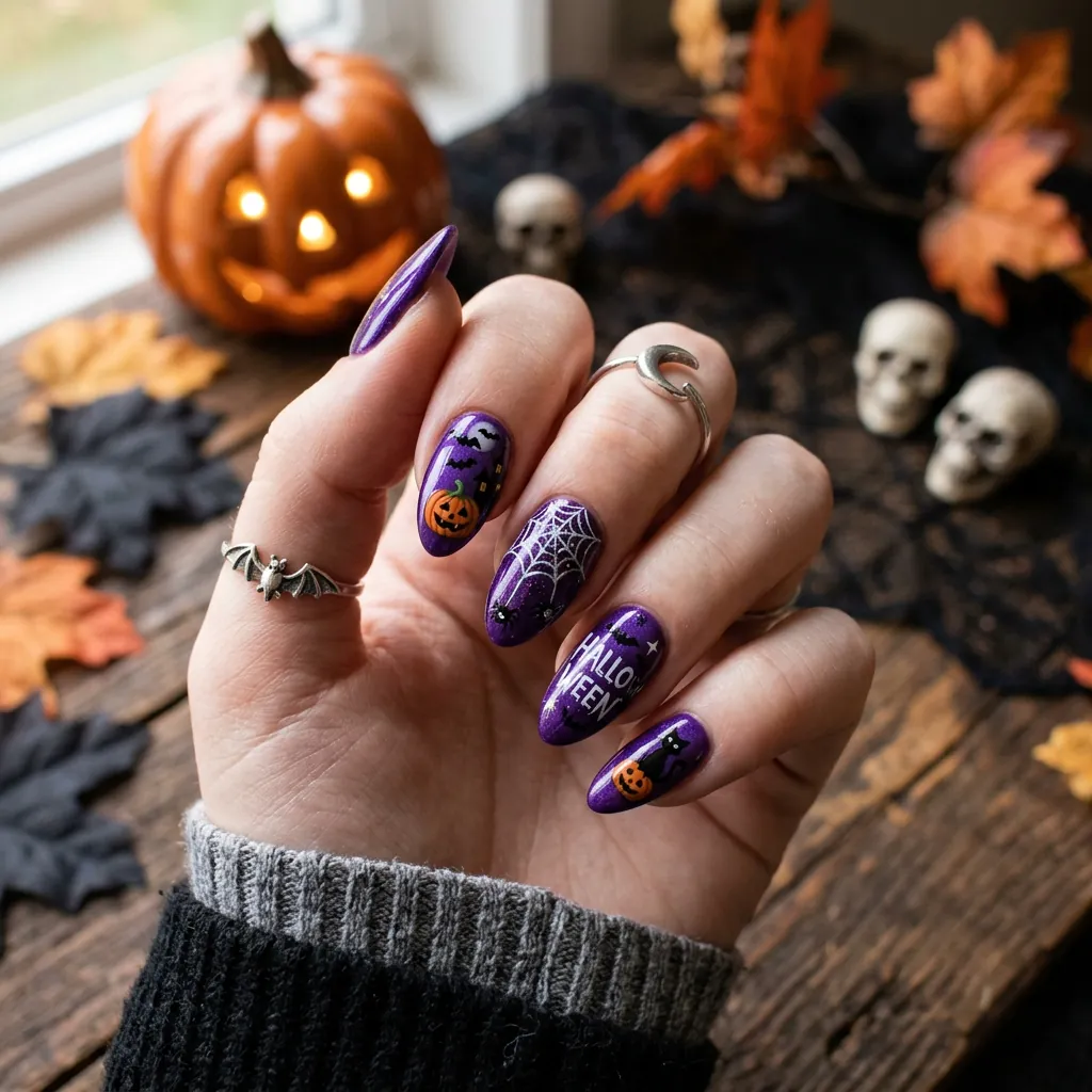 purple halloween nails