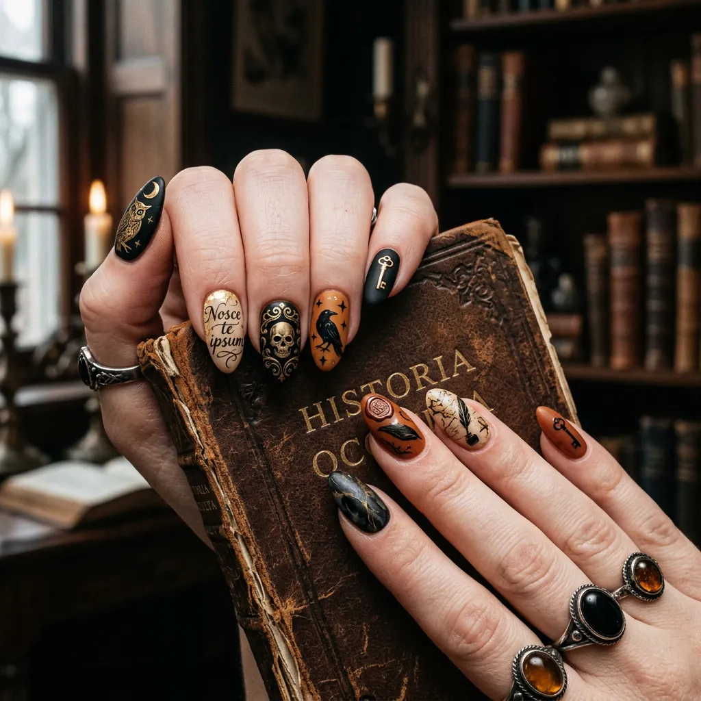 Black and Orange Aesthetic Nails