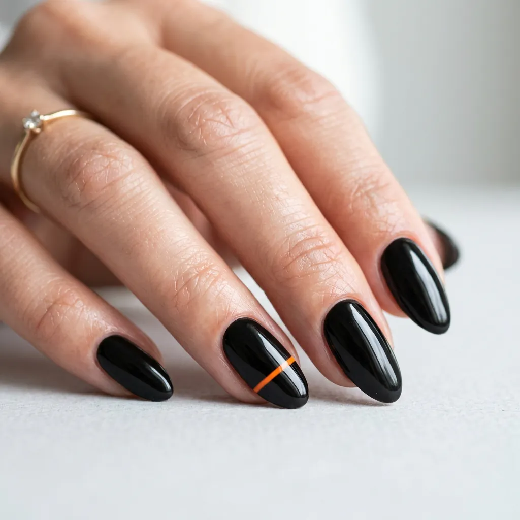 Black and Orange Minimalist Nails