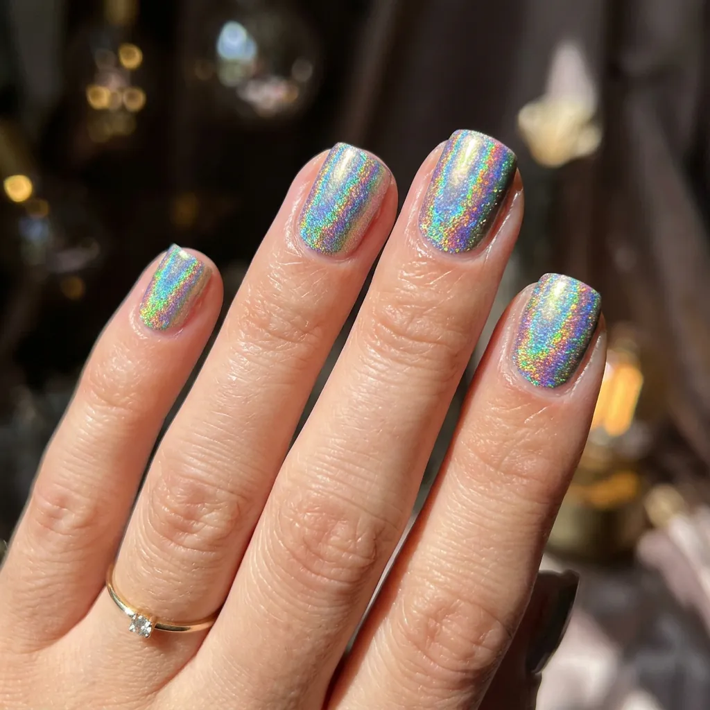 Holographic Short Nail Ideas