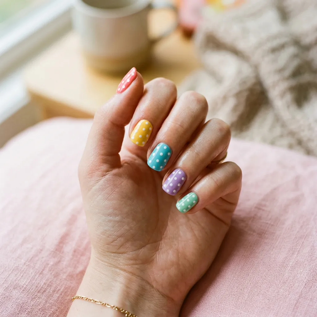   Polka Dot Short Nail Ideas