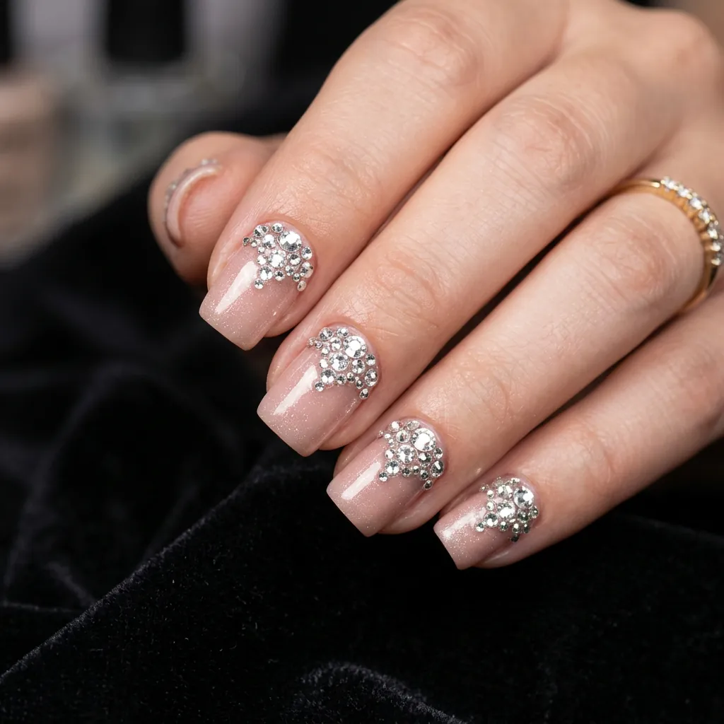 Rhinestone Short Nail Ideas