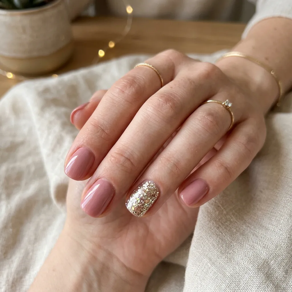 Glitter Accent Short Nail Ideas