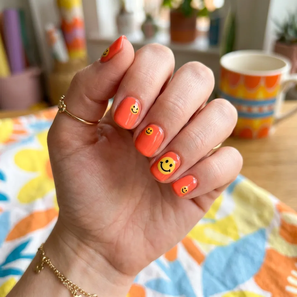 Smiley Face Short Nail Ideas