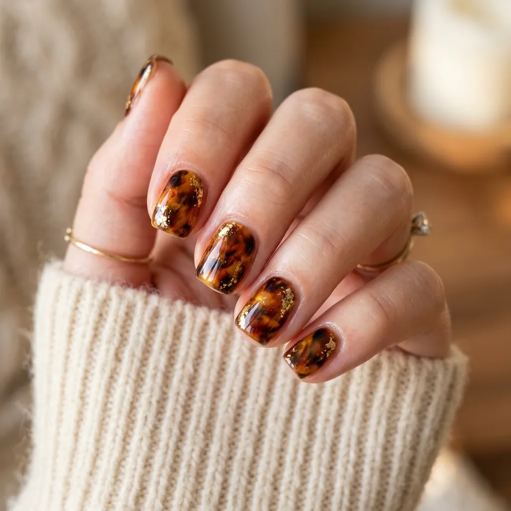 Tortoiseshell Short Nail Ideas