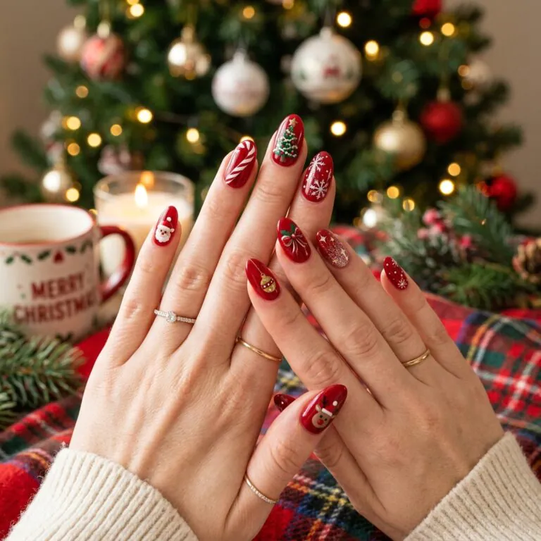 christmas nails red